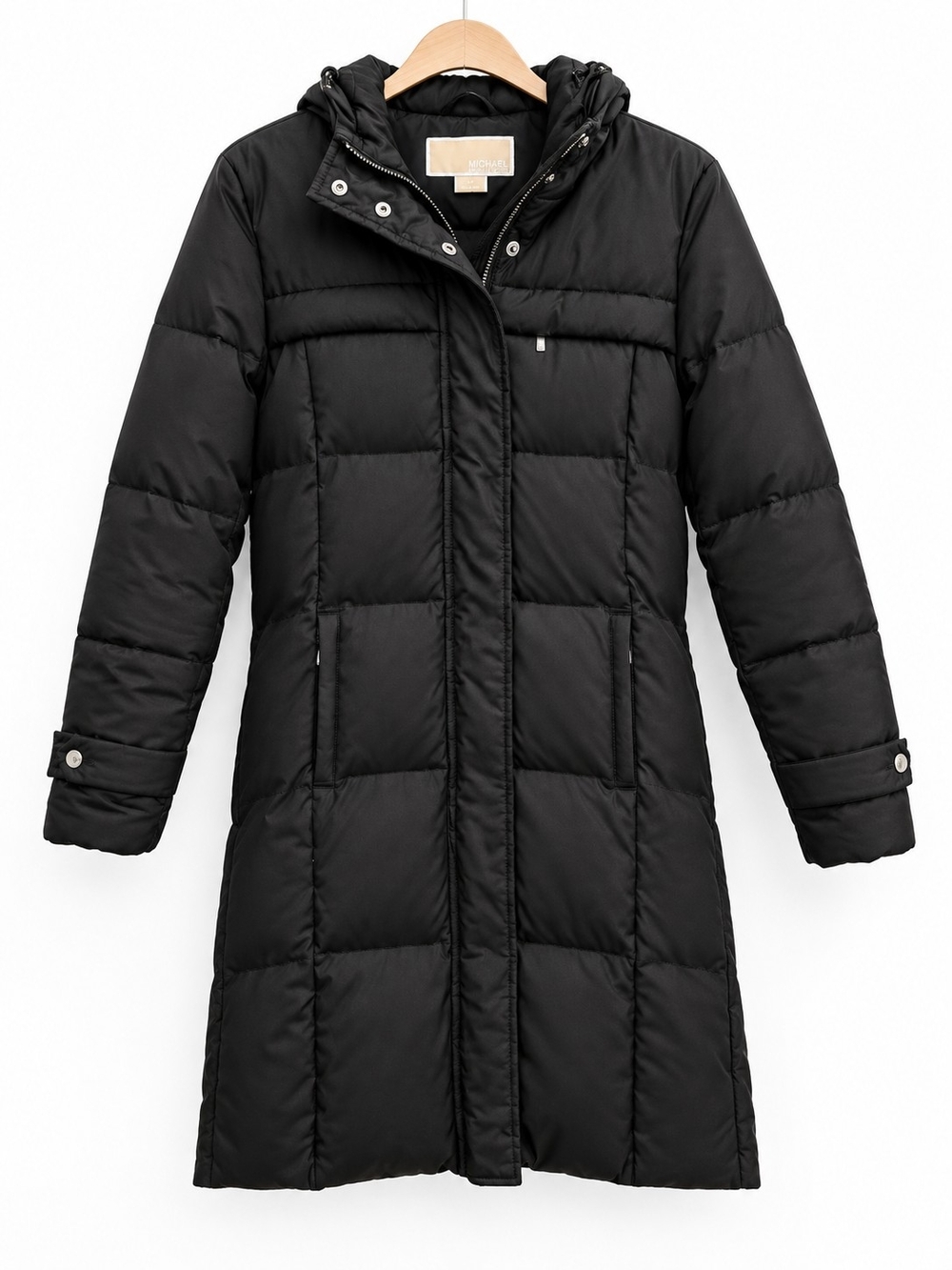 MICHAEL Michael Kors Black Long Hooded Puffer Coat